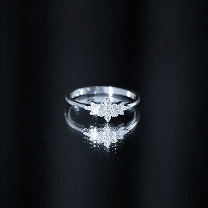 Rosec Jewels-Certified Moissanite Flower Cluster Ring for Women