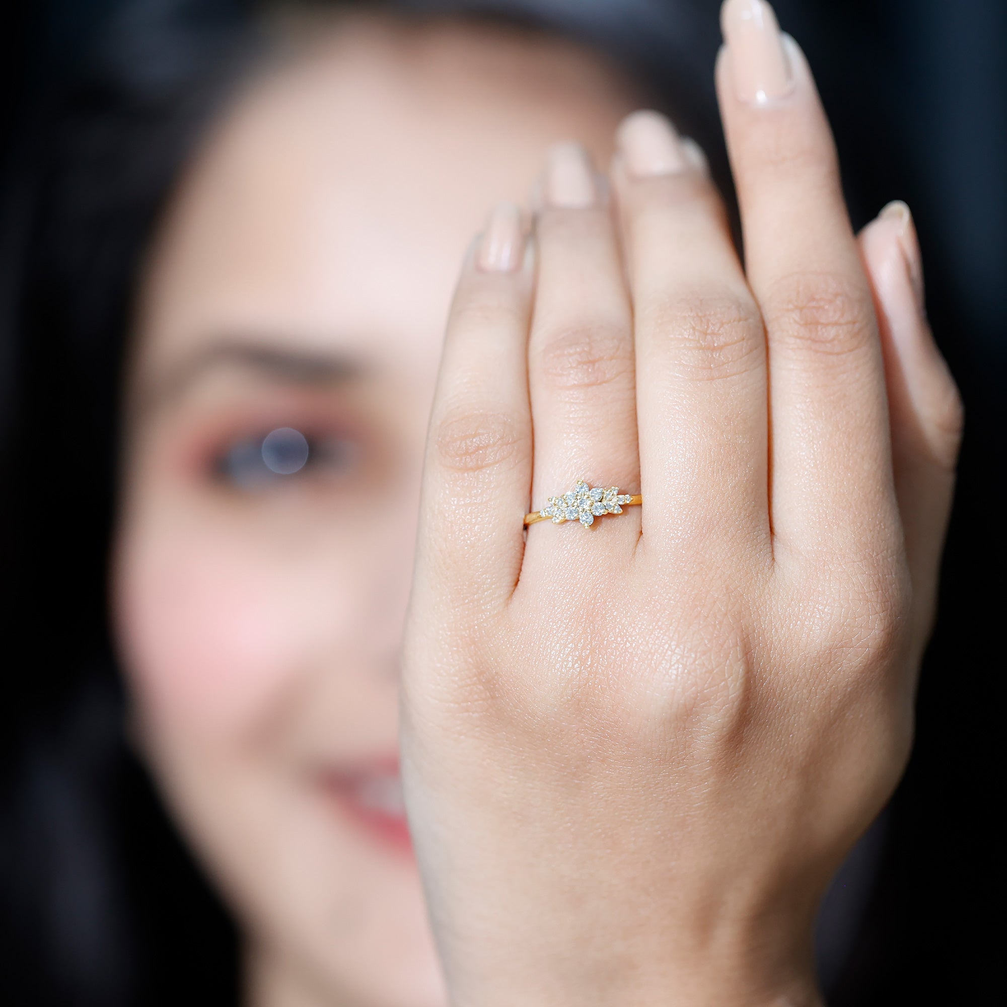 Rosec Jewels-Certified Moissanite Flower Cluster Ring for Women