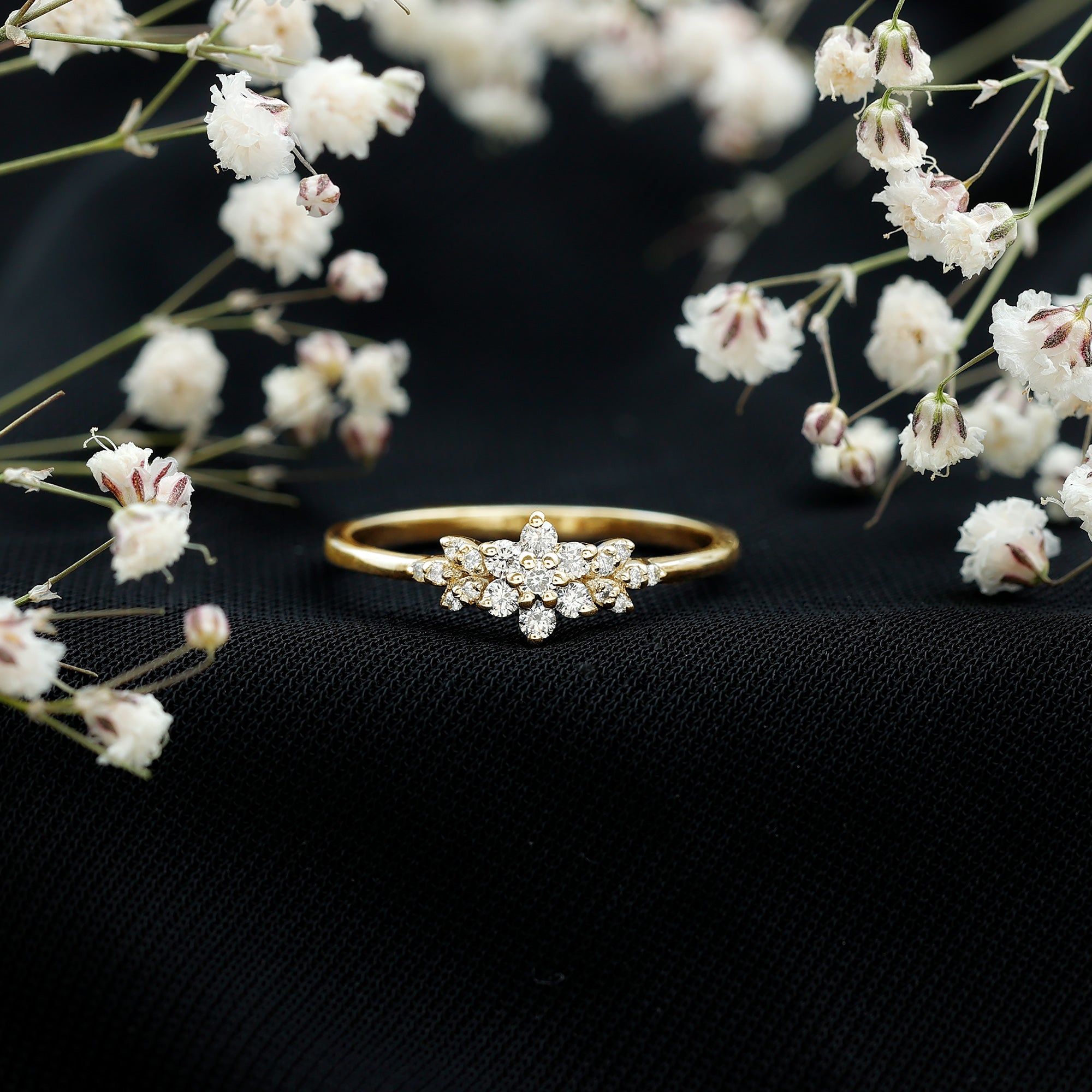 Rosec Jewels-Certified Moissanite Flower Cluster Ring for Women