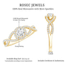 Round Shape Moissanite Crossover Engagement Ring for Women D-VS1 - Rosec Jewels