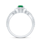 Real Emerald Diamond Vintage Looking Engagement Ring with Split Shank AAA - Rosec Jewels