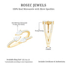 East West Style Moissanite 3 Stone Wrap Ring D-VS1 - Rosec Jewels