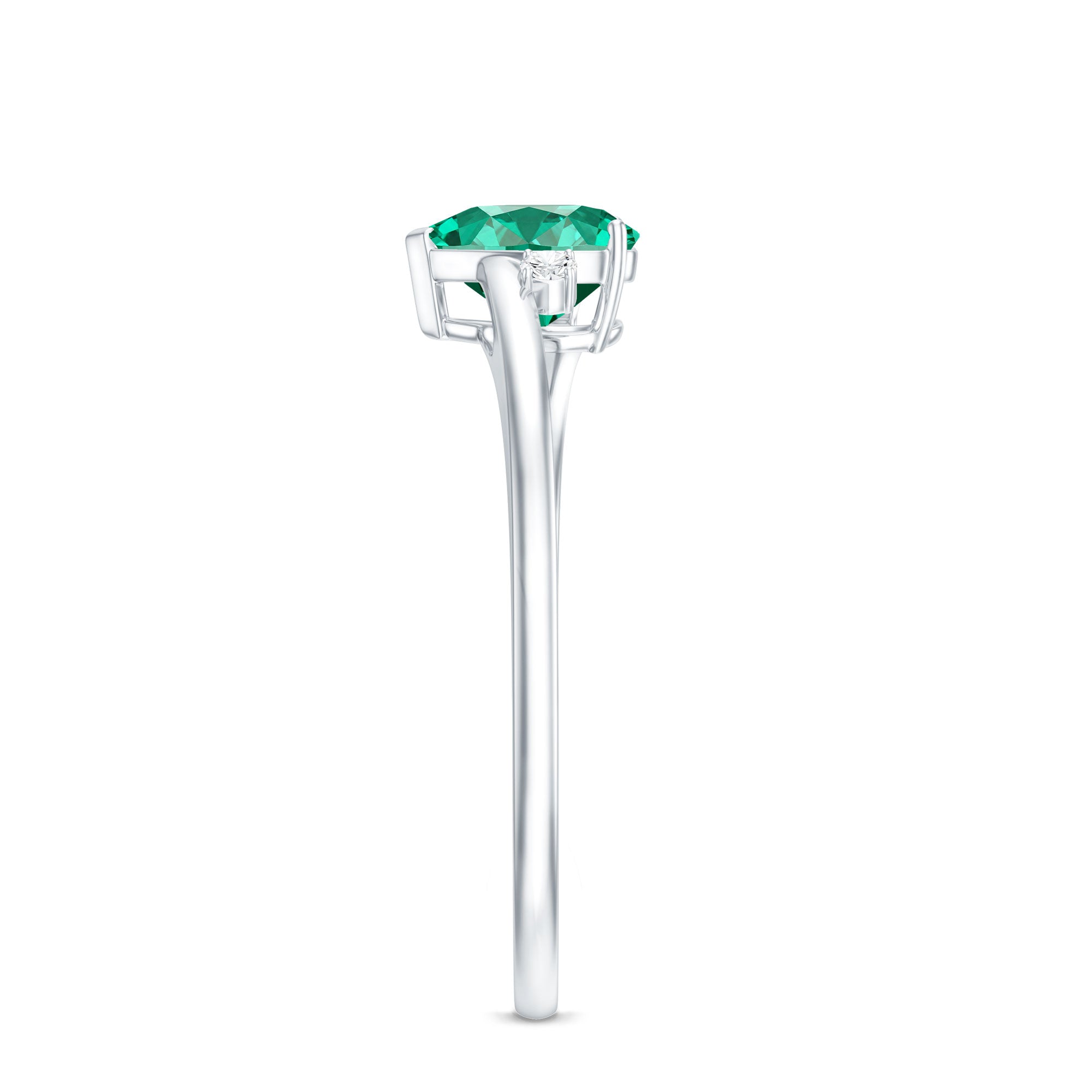 Certified Lab Grown Emerald Heart Shaped Promise Engagement Ring with Diamond AAAA - Rosec Jewels