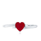 Real 0.6 Carat Ruby Diamond Heart Promise Ring with Bypass Shank AAA - Rosec Jewels