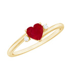 Real 0.6 Carat Ruby Diamond Heart Promise Ring with Bypass Shank AAA - Rosec Jewels