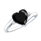 Rosec Jewels-Heart Shaped Black Onyx Engagement Ring with Diamonds
