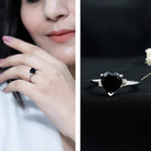 Rosec Jewels-Heart Shaped Black Onyx Engagement Ring with Diamonds