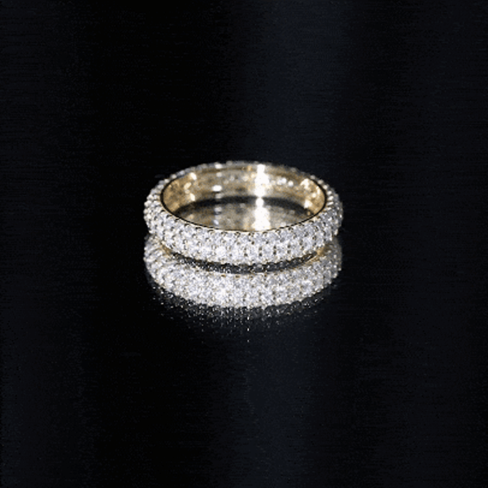 3 Carat Certified Simulated Diamond Three Row Wedding Band AAAA - Rosec Jewels