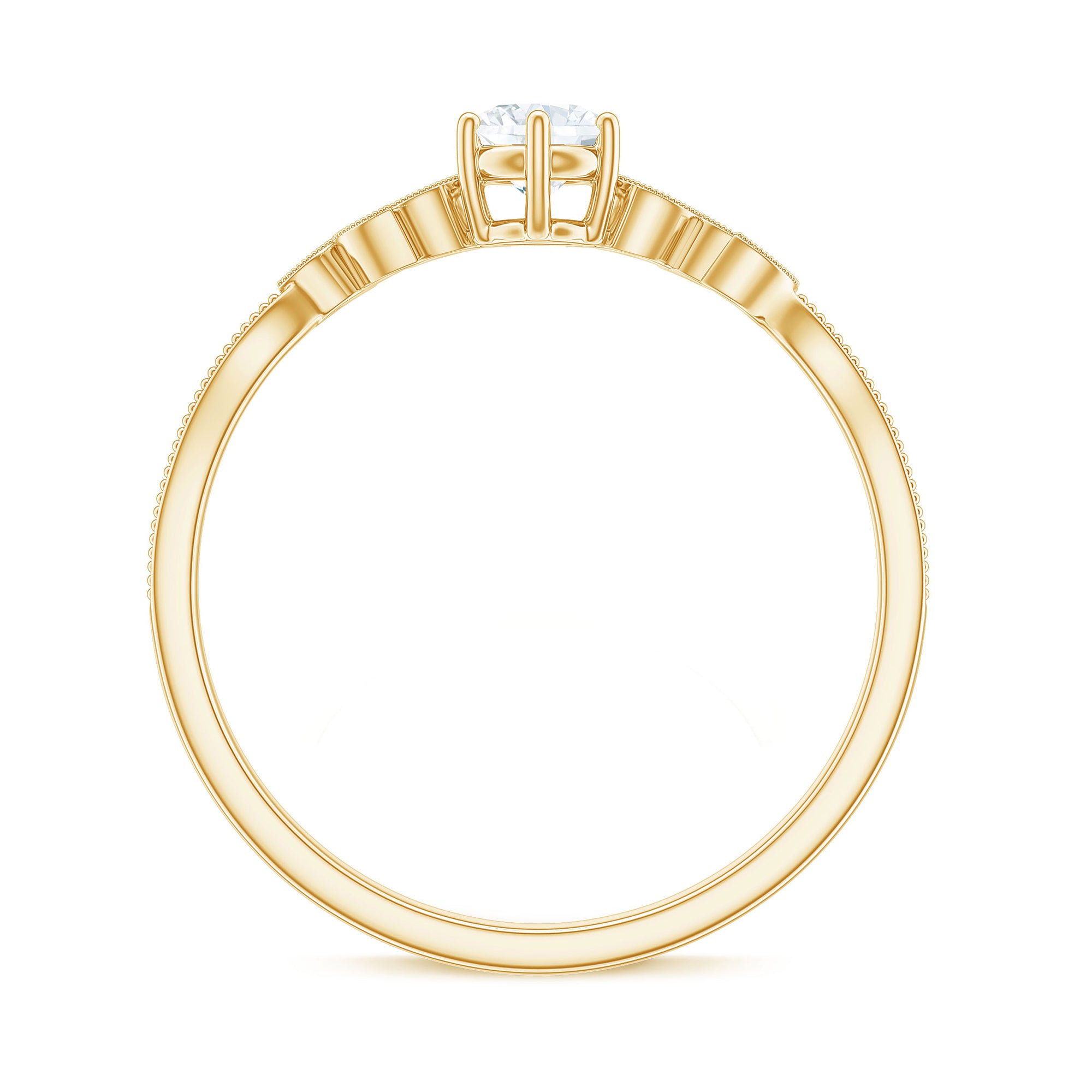 Rosec Jewels-Minimalist Moissanite Leaf Promise Ring with Beaded Detail