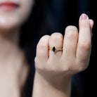 Rosec Jewels-Marquise Shape Black Spinel Solitaire Promise Ring
