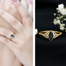 Rosec Jewels-Marquise Shape Black Spinel Solitaire Promise Ring