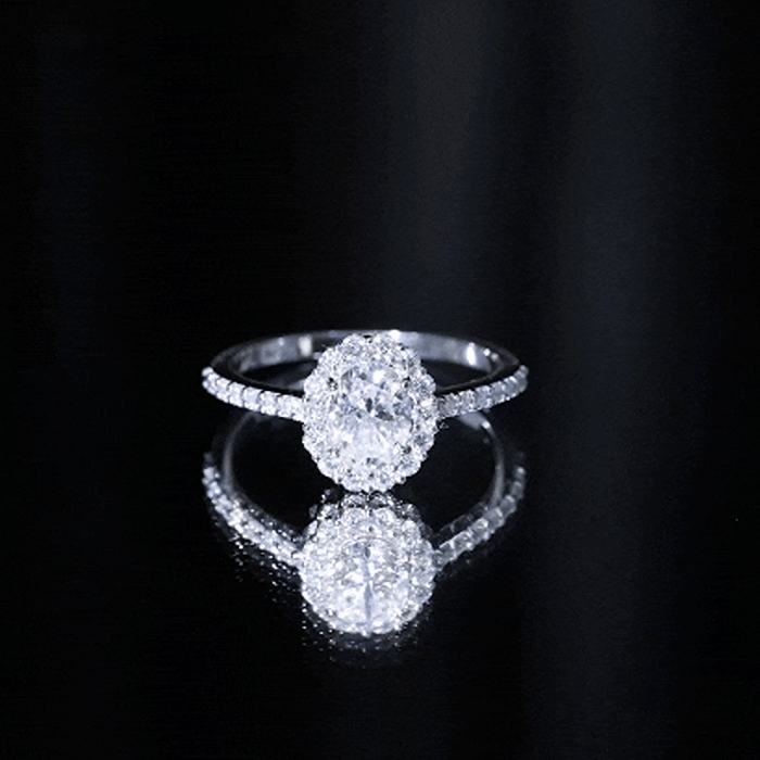Certified 1.2 Carat Moissanite Oval Halo Engagement Ring for Women D-VS1 - Rosec Jewels