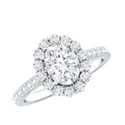 Certified 1.2 Carat Moissanite Oval Halo Engagement Ring for Women D-VS1 - Rosec Jewels