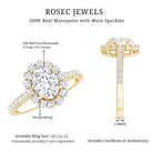 Certified 1.2 Carat Moissanite Oval Halo Engagement Ring for Women D-VS1 - Rosec Jewels