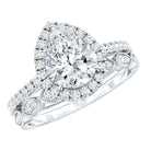 Certified Moissanite Teardrop Engagement Ring Set D-VS1 - Rosec Jewels