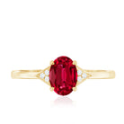 Rosec Jewels-6X8MM Oval Lab Created Ruby Solitaire Ring with Diamonds