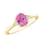 1 Carat Pink Tourmaline Oval Engagement Ring with Diamond AAA - Rosec Jewels