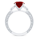 Solitaire Created Ruby Celtic Knot Ring with Diamond AAAA - Rosec Jewels