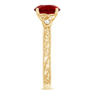 Solitaire Created Ruby Celtic Knot Ring with Diamond AAAA - Rosec Jewels