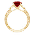 Solitaire Created Ruby Celtic Knot Ring with Diamond AAAA - Rosec Jewels