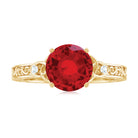 Solitaire Created Ruby Celtic Knot Ring with Diamond AAAA - Rosec Jewels