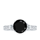 Vintage Inspired Black Onyx Celtic Engagement Ring with Diamond AAA - Rosec Jewels