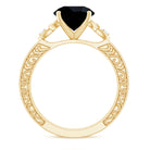 Vintage Inspired Black Onyx Celtic Engagement Ring with Diamond AAA - Rosec Jewels