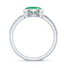 Rosec Jewels-Natural Oval Shape Emerald East West Engagement Ring with Diamond