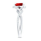 Rosec Jewels-Heart Shaped Lab Created Ruby Crossover Engagement Ring with Natural Diamonds
