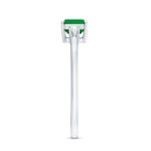 Rosec Jewels-Real Emerald Cut Emerald East West Engagement Ring with Diamond