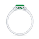 Rosec Jewels-Real Emerald Cut Emerald East West Engagement Ring with Diamond