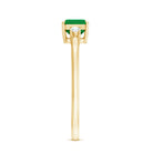 Rosec Jewels-Real Emerald Cut Emerald East West Engagement Ring with Diamond