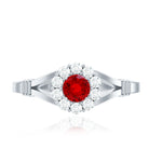 Lab Grown Ruby and Diamond Split Shank Engagement Ring AAAA - Rosec Jewels