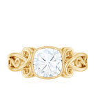 Cushion Cut Cubic Zirconia Vintage Inspired Solitaire Ring in Bezel Setting AAAA - Rosec Jewels