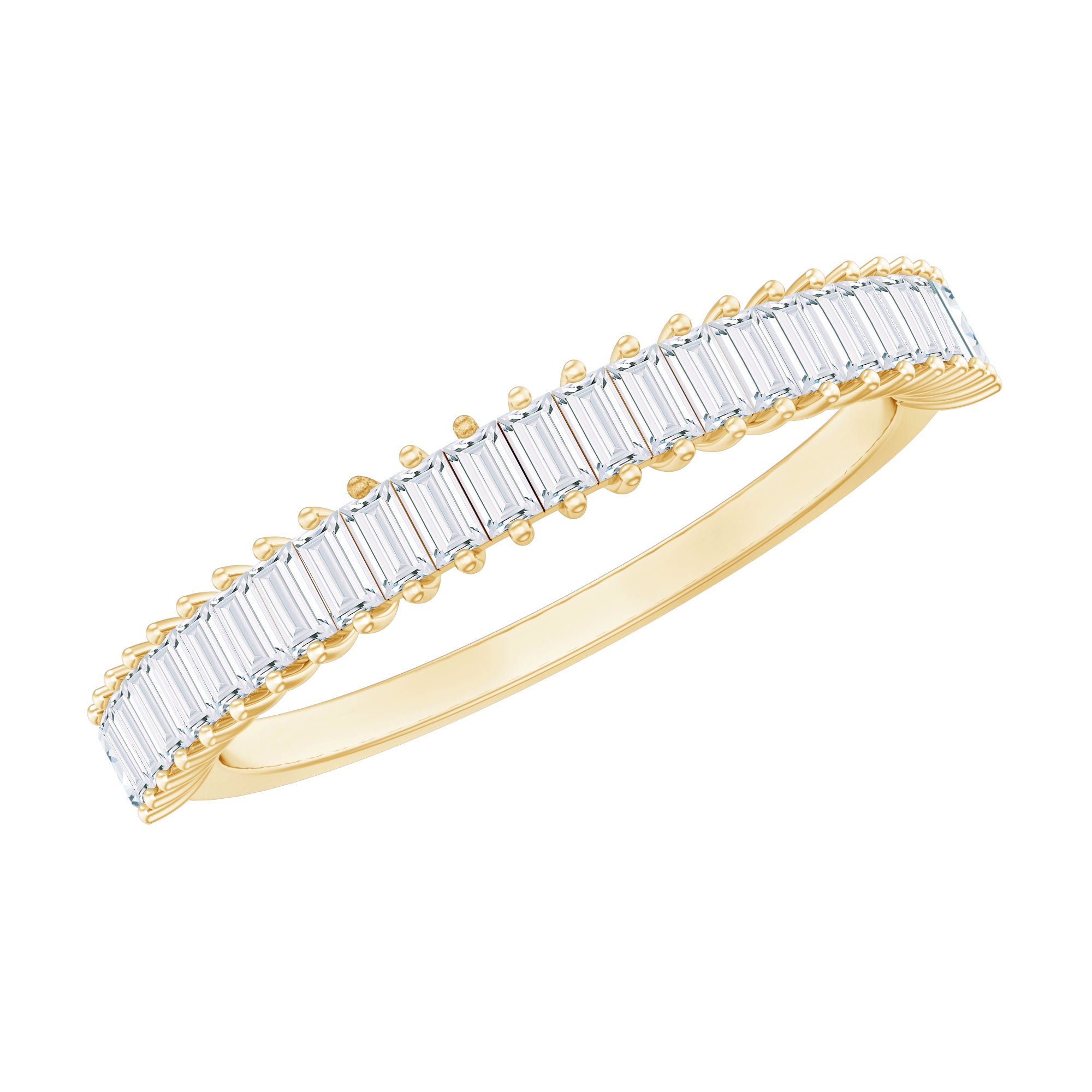 Certified Baguette Moissanite Half Eternity Band Ring D-VS1 - Rosec Jewels