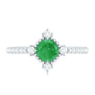 Antique Looking Real Emerald Cushion Cut Engagement Ring with Diamond AAA - Rosec Jewels