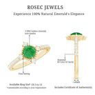 Antique Looking Real Emerald Cushion Cut Engagement Ring with Diamond AAA - Rosec Jewels