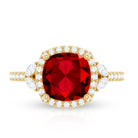 Rosec Jewels-Certified Cushion Cut Lab Ruby and Diamond Halo Engagement Ring
