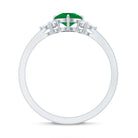 Certified Real Cushion Cut Emerald Engagement Ring with Diamond Trio AAA - Rosec Jewels