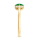 Certified Real Cushion Cut Emerald Engagement Ring with Diamond Trio AAA - Rosec Jewels