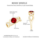 Cushion Cut Lab Grown Ruby and Diamond Crossover Engagement Ring AAAA - Rosec Jewels