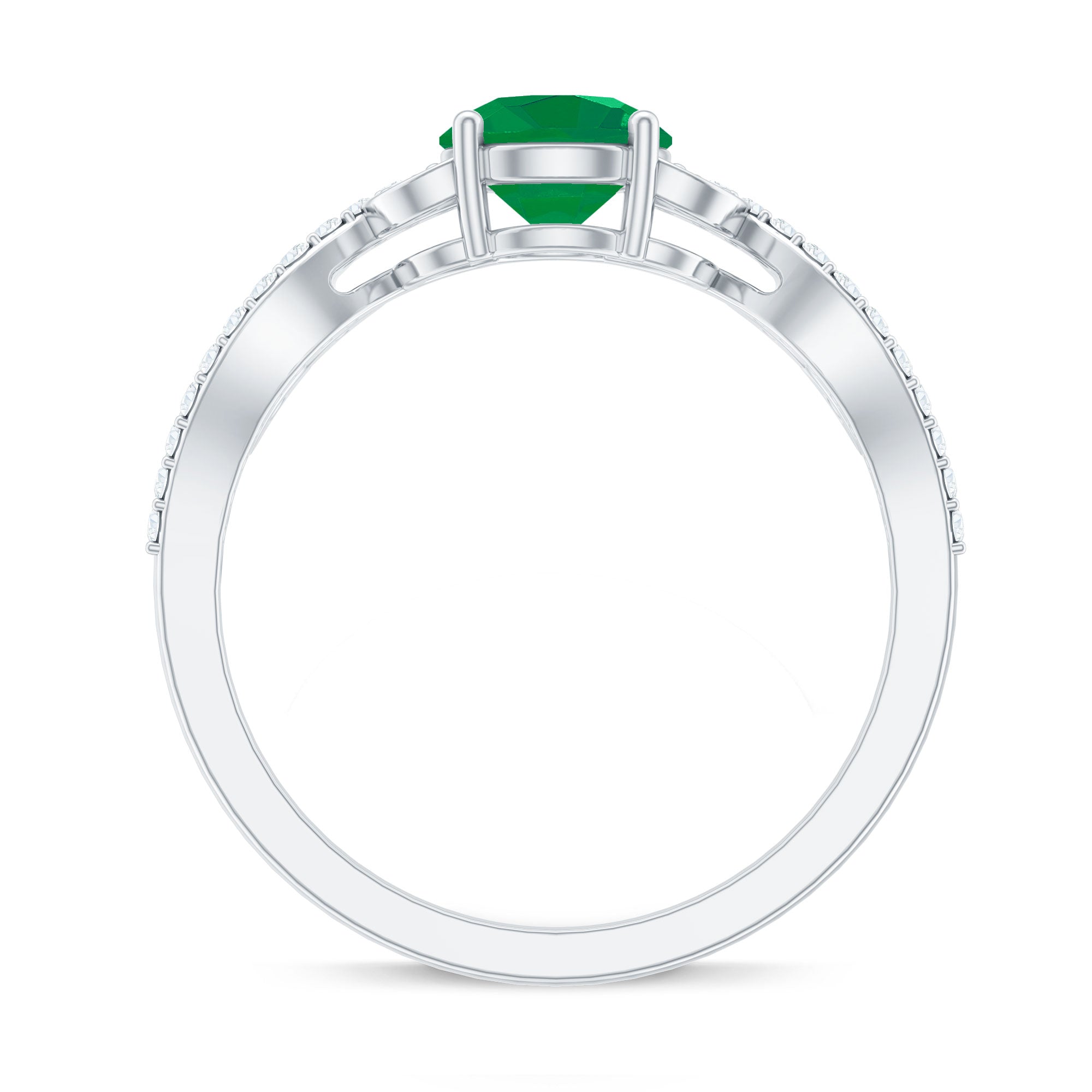 Rosec Jewels-Nature Inspired Emerald Engagement Ring with Natural Diamond