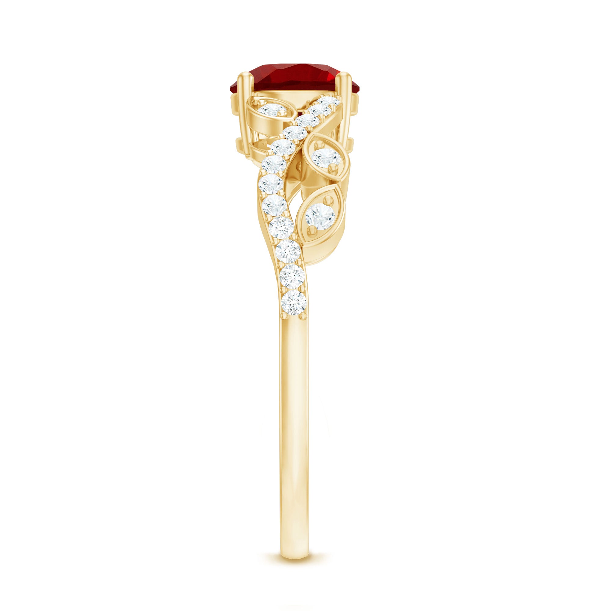 Rosec Jewels-Nature Inspired Lab Created Ruby Engagement Ring with Diamonds