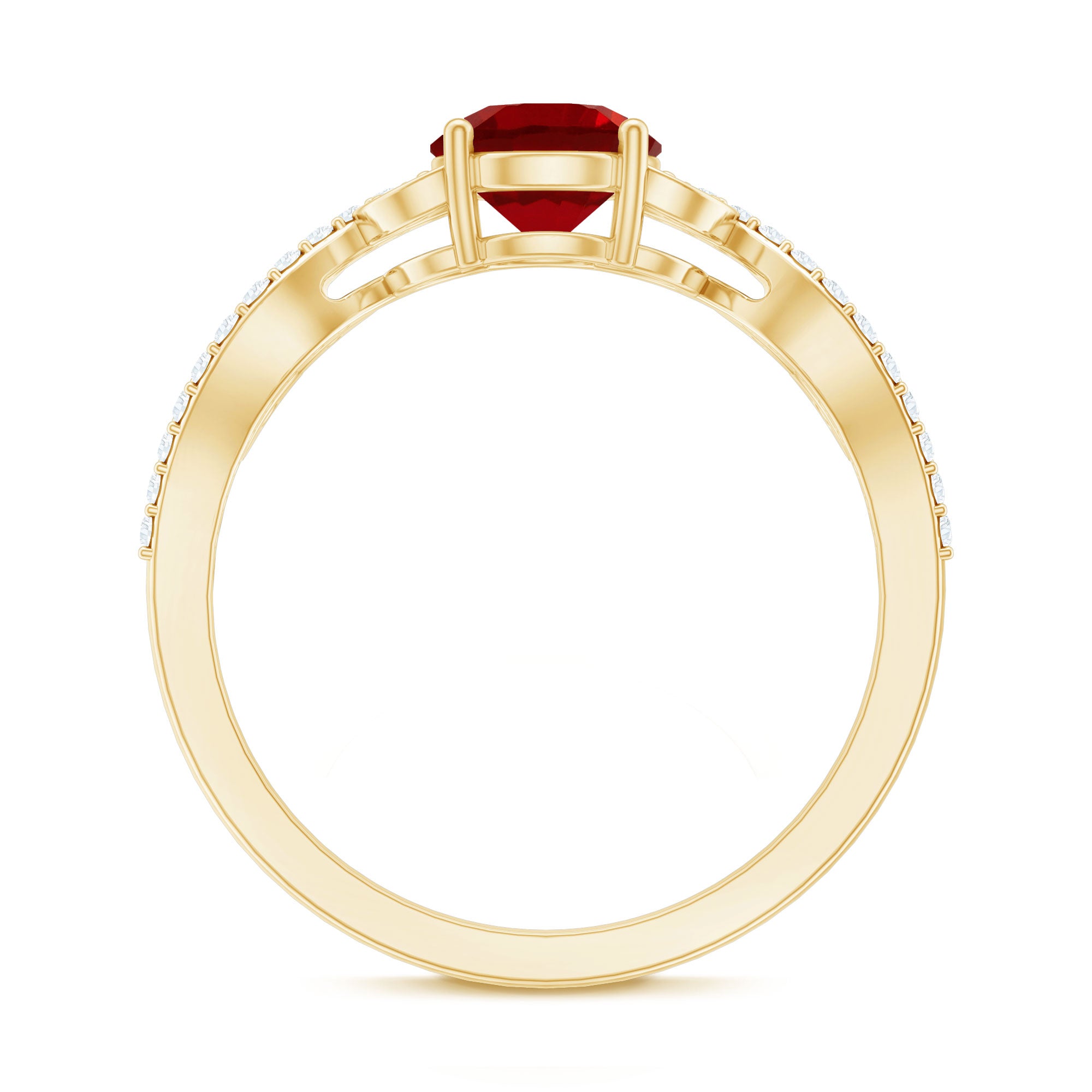 Rosec Jewels-Nature Inspired Lab Created Ruby Engagement Ring with Diamonds
