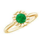 Certified Natural Emerald Flower Promise Ring with Certificate AAA - Rosec Jewels