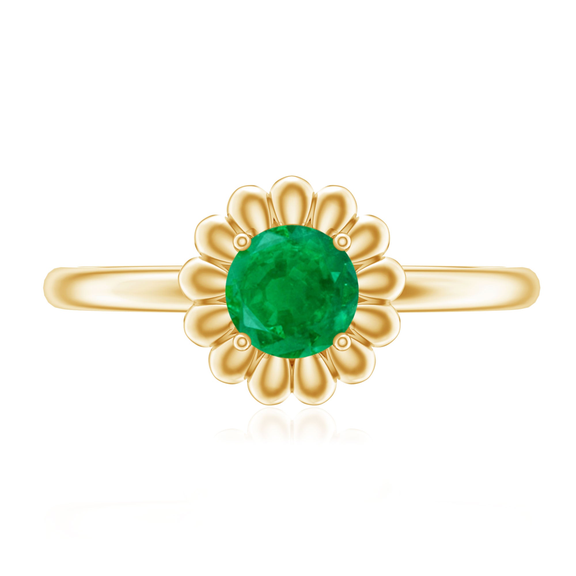 Certified Natural Emerald Flower Promise Ring with Certificate AAA - Rosec Jewels