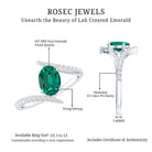 Certified 0.8 Carat Oval Cut Lab Grown Emerald Engagement Ring with Diamond Bypass Shank AAAA - Rosec Jewels
