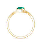 Certified 0.8 Carat Oval Cut Lab Grown Emerald Engagement Ring with Diamond Bypass Shank AAAA - Rosec Jewels