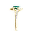 Certified 0.8 Carat Oval Cut Lab Grown Emerald Engagement Ring with Diamond Bypass Shank AAAA - Rosec Jewels