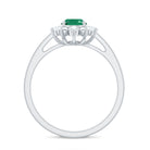 Rosec Jewels-Natural 5X7mm Oval Emerald Engagement Ring with Diamond Halo